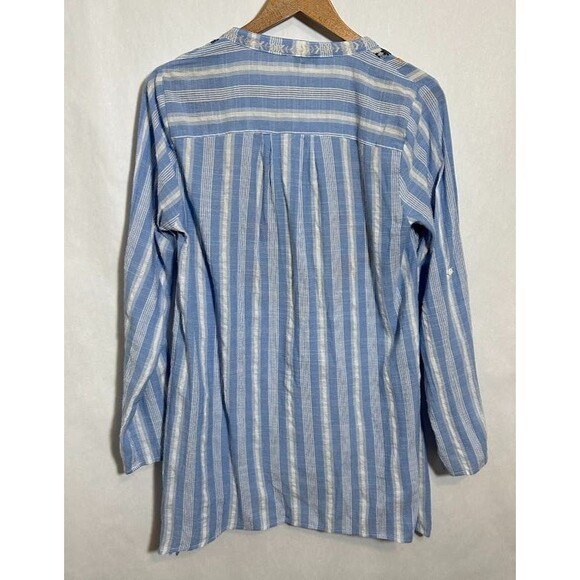 Angel Heart Boutique Blouse S Blue Floral Embroidery Boho Tunic Top Popover - Picture 3 of 6